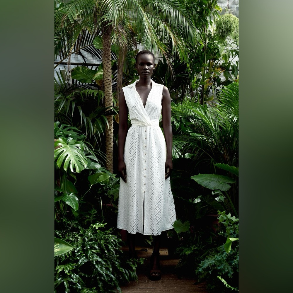 ZARA OPENWORK EMBROIDERED DRESS/ Size S